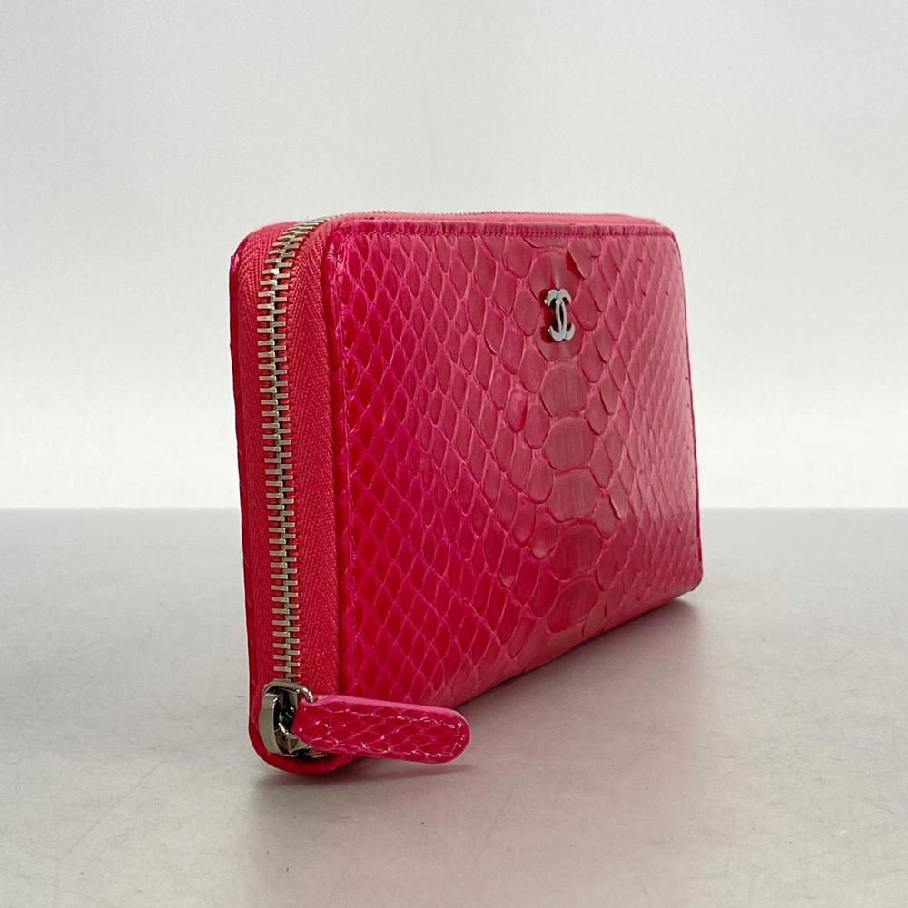 Chanel Long Wallet Python Pink Silver Hardware - image 2
